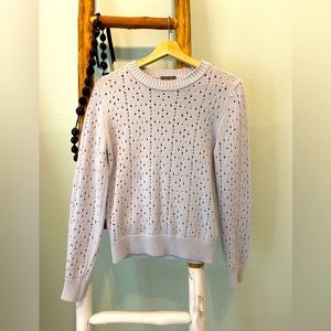 Jcrew point sur eyelet sweater in light blue